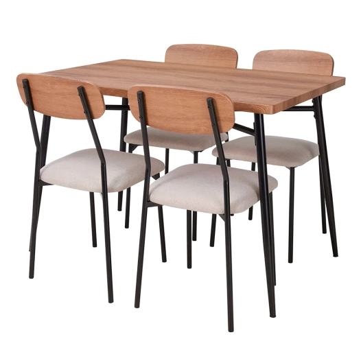 ensemble table et 4 chaises, mdf et acier, 110 x 70 x 76 cm