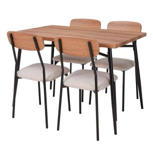 ensemble table et 4 chaises, mdf et acier, 110 x 70 x 76 cm