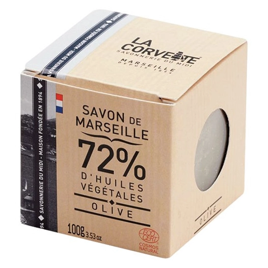 cube de savon de marseille olive boite ecocert 100g - compagnie du midi