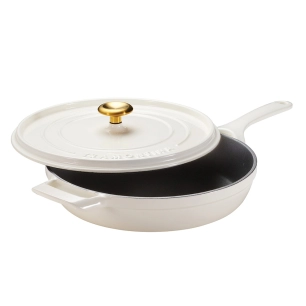 poêle avec couvercle en fonte émaillée, latte, 30 cm / 3,8 l