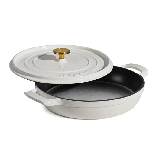 faitout bas avec couvercle en fonte émaillée, latte, 30 cm / 3,8 l