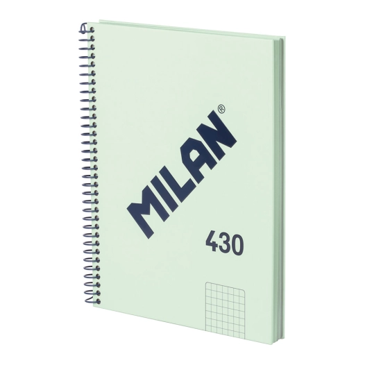 cahier a5, reliure spirale, couverture rigide, 80 feuilles quadrillées, vert