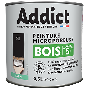 Peinture Bois Noire Addict 0.5L Finition mate et protection durable pour bois int/ext. - Addict