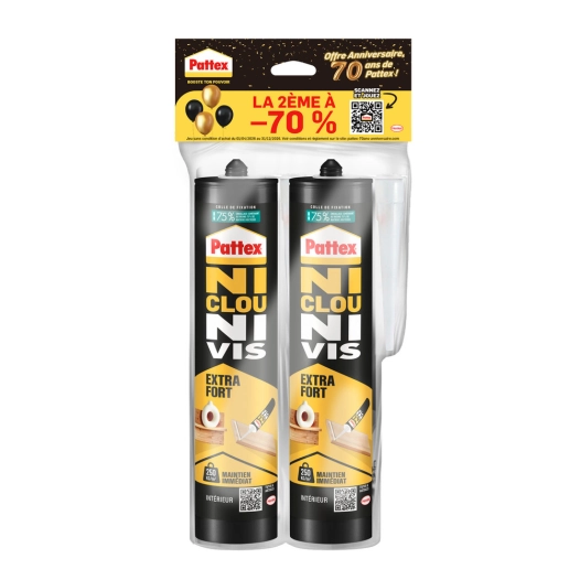 lot de 2 cartouches de colle ni clous ni vis extra fort 380 g lot de 2 cartouches de colle ni clous ni vis extra fort 380 g - pa