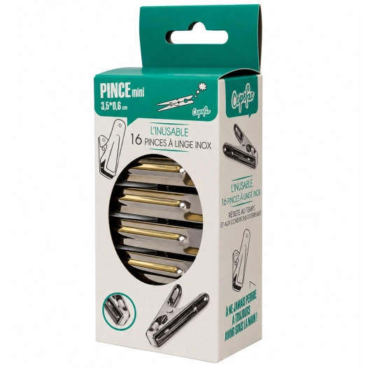 pinces à linge mini en inox l'inusable lot de 16 pinces à linge mini en inox l'inusable lot de 16 - copefa