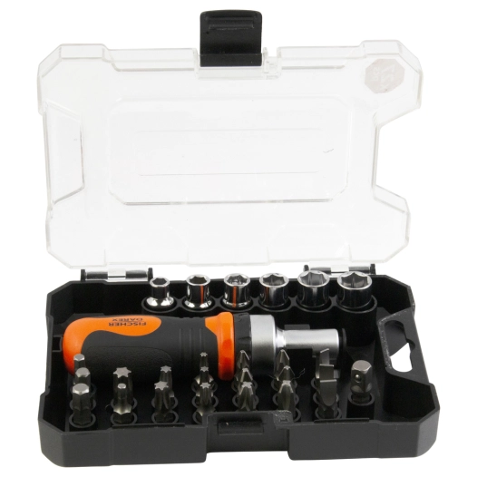 coffret de vissage 26 pièces avec cliquet réversible coffret de vissage 26 pièces avec cliquet réversible - fischer darex
