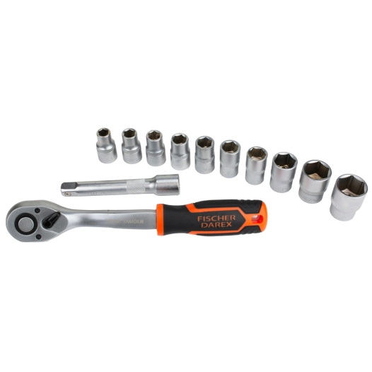 coffret de 10 douilles 1 / 2 avec clé à cliquet réversible coffret de 10 douilles 1 / 2 avec clé à cliquet réversible - fischer 