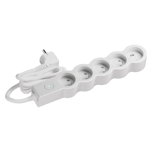 multiprise fb 5x2pt standard interrupteur 3m blanc/gris - legrand