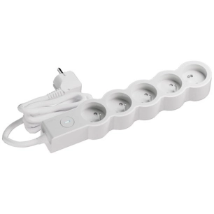 multiprise fb 5x2pt standard interrupteur 3m blanc/gris - legrand