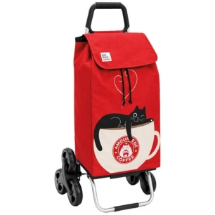poussette 6 roues carlux rouge imprimã© chat - 55 l - sidebag sn