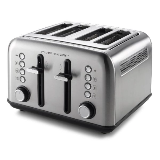 grille-pain - 4 fentes - 1 800 w - 7 niveaux de dorage - inox brossã© - arb - riviera bar