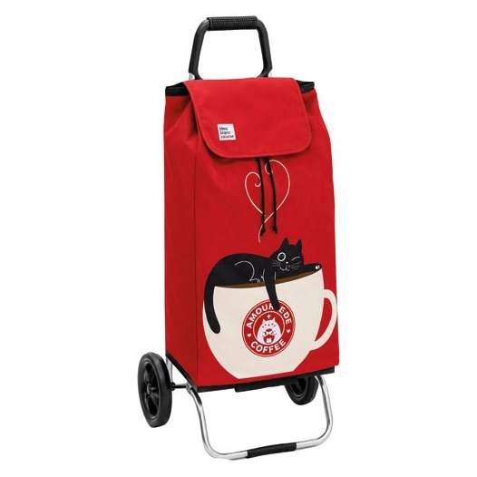 poussette 2 roues carlux vert imprimã© chat - 55 l - sidebag sn