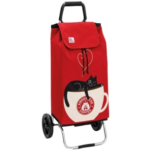 poussette 2 roues carlux vert imprimã© chat - 55 l - sidebag sn