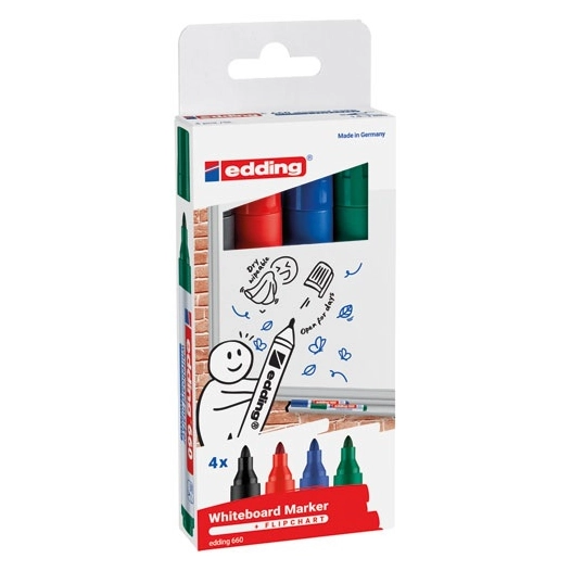 marqueurs pour tableau blanc assortis set de 4 - edding france