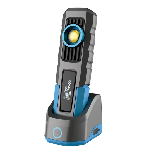 lampe torche led professionnelle de travail lp-5 rechargeable 5w 600 lm 4000 mah + socle de charge, 53,5 x 36 x 186 mm