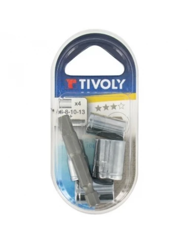 Jeu 4 douilles + 1 porte- embout carré 5 douilles 6 - 8 - 10 - 13