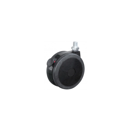 Roulette Double Caoutchouc Frein Pivotante, double roue, frein, tige filetée - OUTIFRANCE
