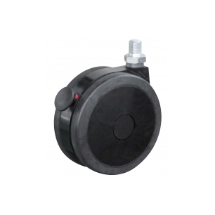 Roulette Double Caoutchouc Frein Pivotante, double roue, frein, tige filetée - OUTIFRANCE