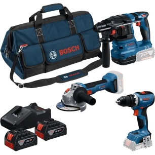 Kit 3 Outils 18V Bosch Pro 0615A50094 | Perceuse, Meuleuse, Visseuse + 2 Batteries GBA