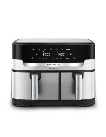 air fryer easy fry dual xxl - 11 l - double tiroir 6,5/4,5 l - 2700 w - 40-200 â°c - synchro - ã‰cran tactile - inox - gpe seb f