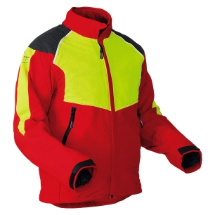 veste forestière robuste avec protection anti-coupure classe 1 sur toute la face avant, bras et col compris. conçue pour les tra