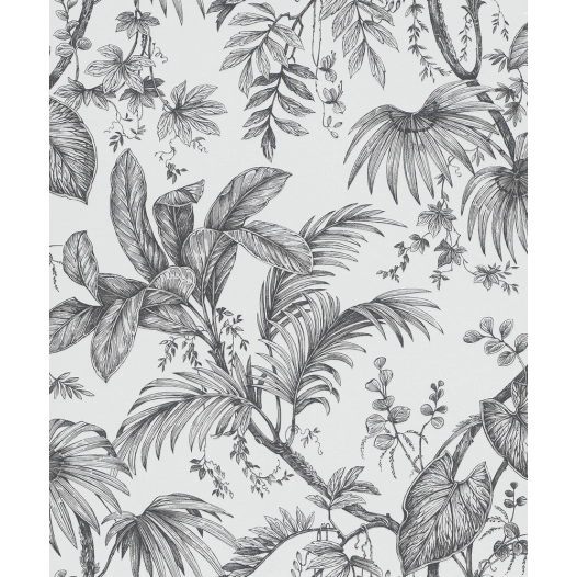 82337 - intissé feuillage tropical noir 82337 - intissé feuillage tropical noir - decorama