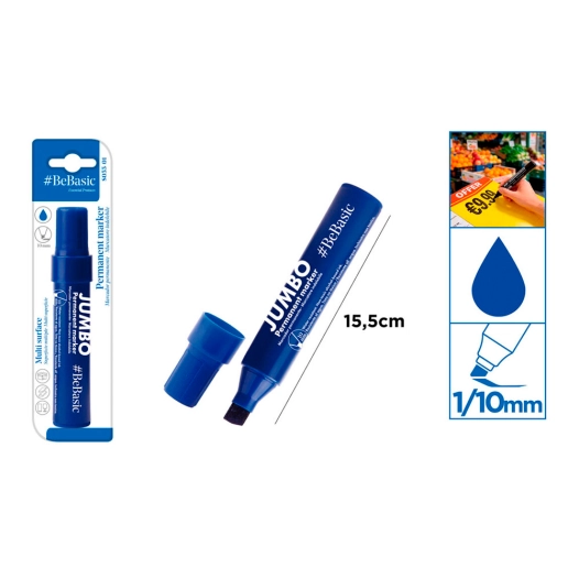 marqueur permanent bleu, pointe biseautée de 1/10 mm, emballage blister