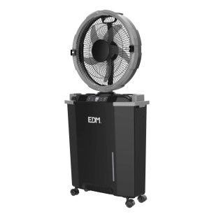 ventilateur brumisateur rechargeable led 34 w, avec télécommande et roues, pale ø34,6 cm