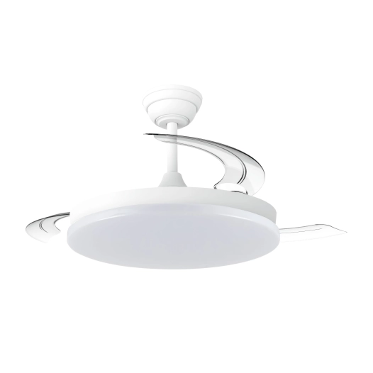 ventilateur de plafond led dc 39 w 3822 lm avec pales rétractables, blanc, 92 cm