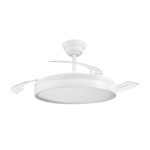 ventilateur de plafond avec pales rétractables 3cct, dc 30 w + 48 w, blanc, ø106 cm
