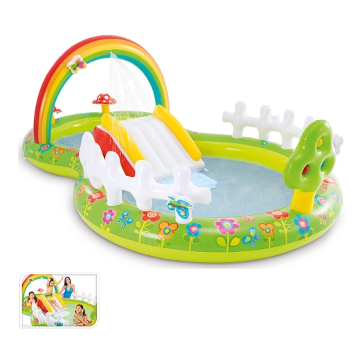 piscine gonflable pour enfants, modèle jardin avec toboggan, 290 x 180 x 104 cm
