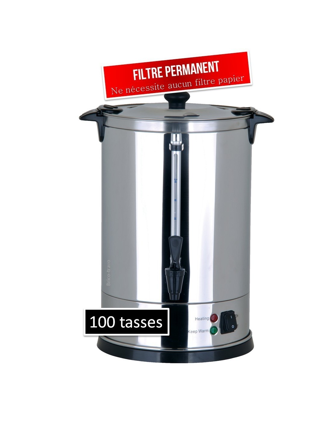 Casselin CPC100 - Percolateur à café 100 tasses - Noir, Acier inoxydable