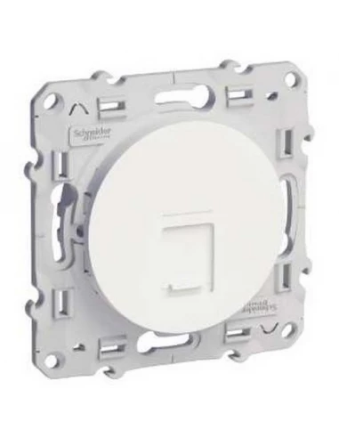 Prise rj45 blanc odace, grade 1 (téléphone + informatique) cat 6 utp, à vis