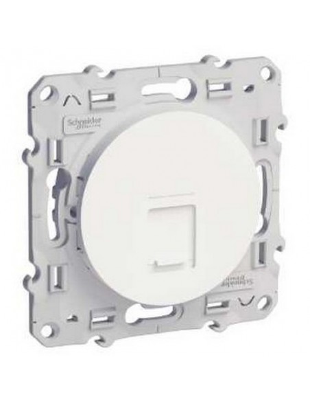 Prise rj45 blanc odace, grade 1 (téléphone + informatique) cat 6 utp, à vis
