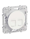 Odace, prise double RJ45 Blanc, grade 3 (multimédia) cat. 6 STP, à vis