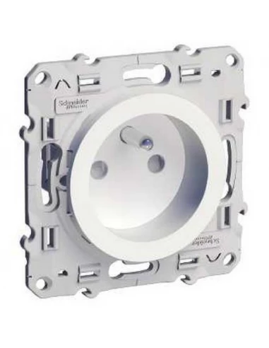 Prise de courant odace 2p+t blanc à vis, 4 connexions rapides par pôle, spéciale rénovation