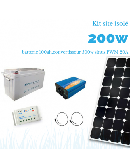 Kit solaire 200w , batterie 100 ah, 600w sinus