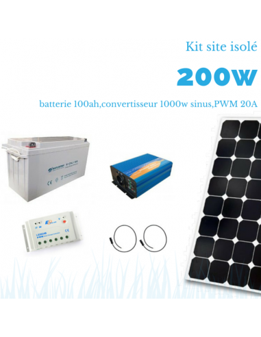Kit solaire 200W , batterie 100 Ah, 1000w sinus