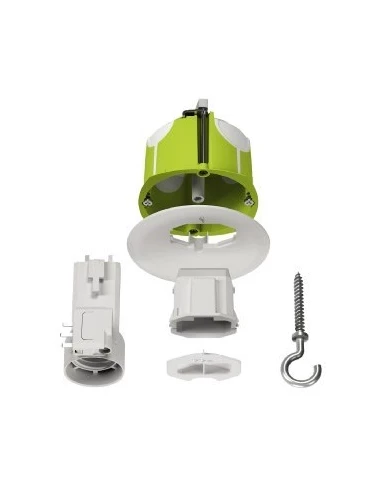 Multifix air dcl, boîte de centre étanche avec couvercle non affleurant, piton diamètre 67 mm profondeur 50 mm et kit e27