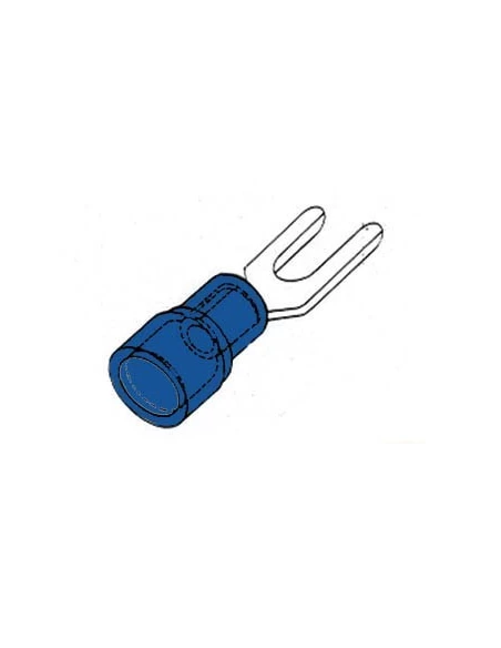 Cosse a fourche 6 4mm - bleu