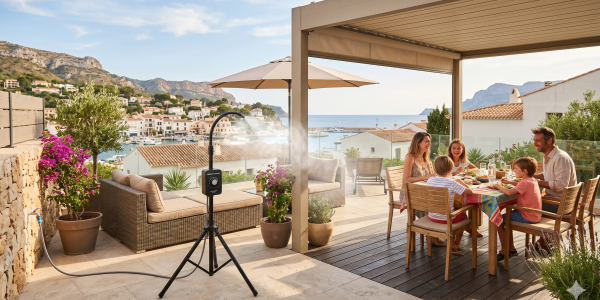 Brumisateur de Terrasse sur Pied 75 cm : Fraîcheur Mobile