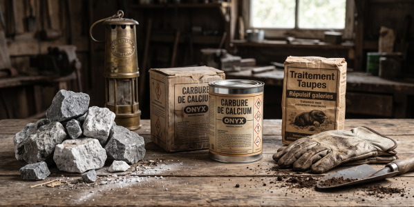 Carbure de calcium Onyx 500 g : guide complet d'utilisation, réaction à l'eau et répulsif